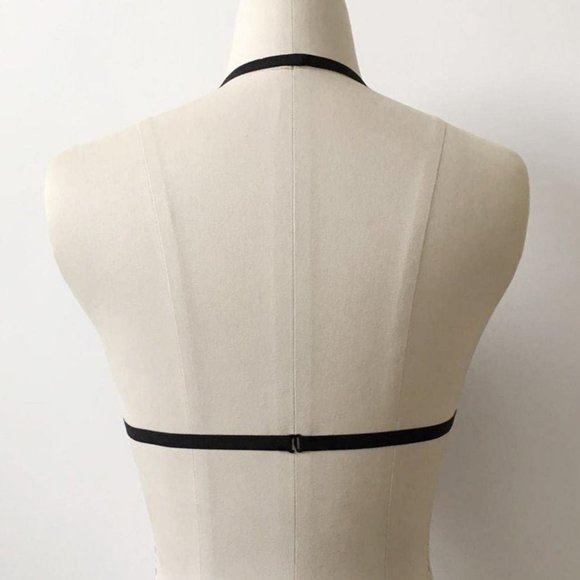 Black Eyelash Lace Embroidered Rose patch Bralette - Picture 3 of 7